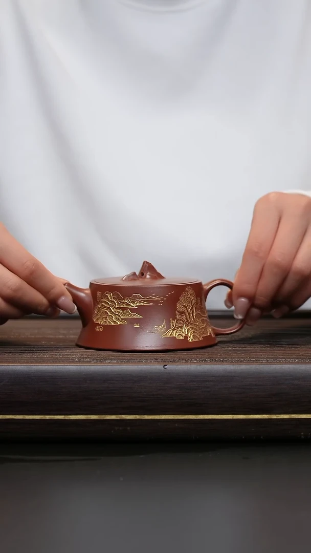 茶壶紫砂康帝酡红 观山