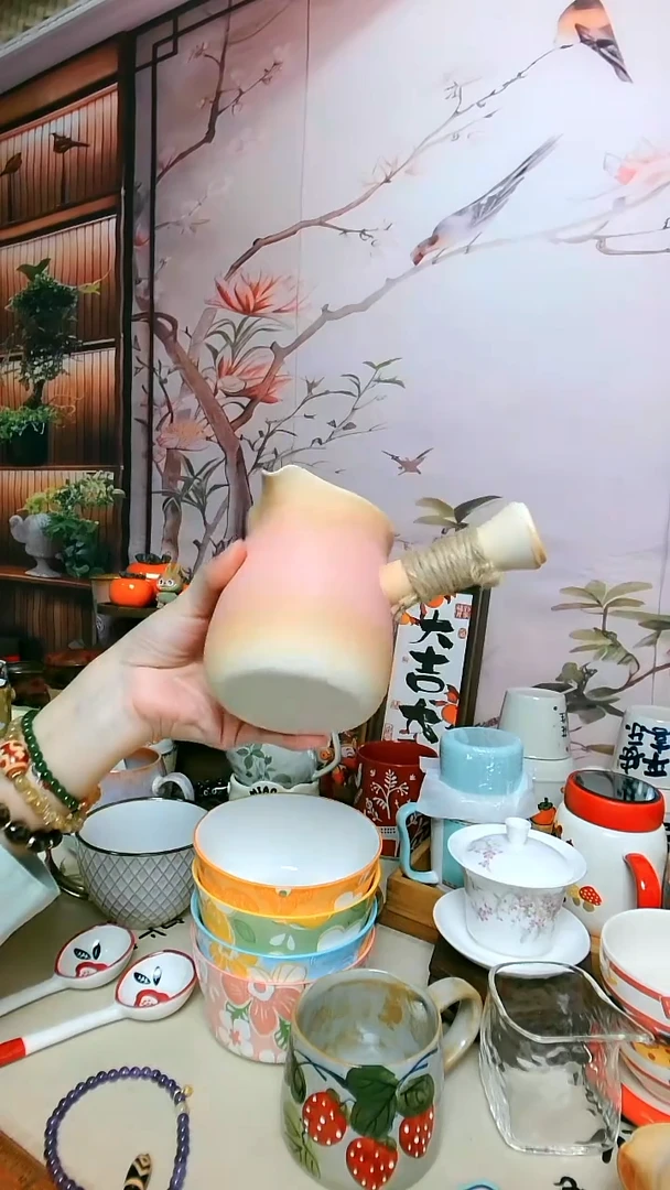 景德镇陶瓷粉红色烤奶罐