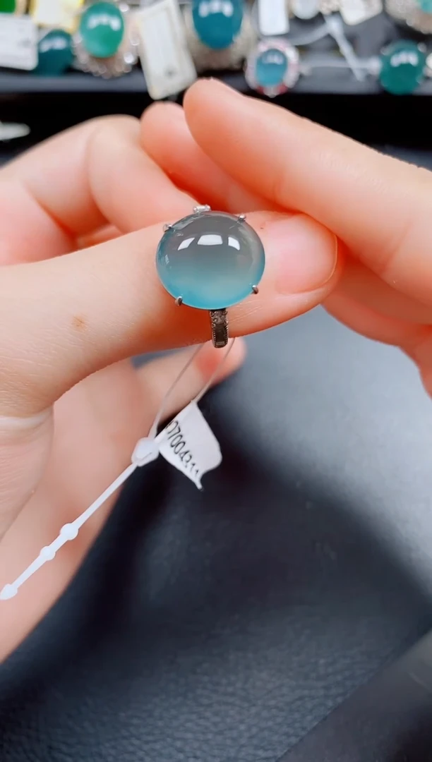 翡翠戒指银S925镶嵌翡翠