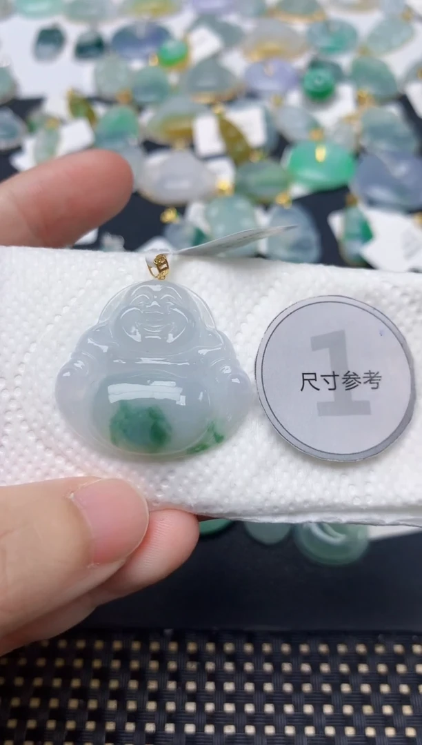 颈饰18K金镶嵌翡翠天然缅甸A货翡翠