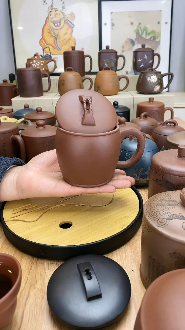 【闪购商品】紫砂茶杯紫泥汉瓦盖杯