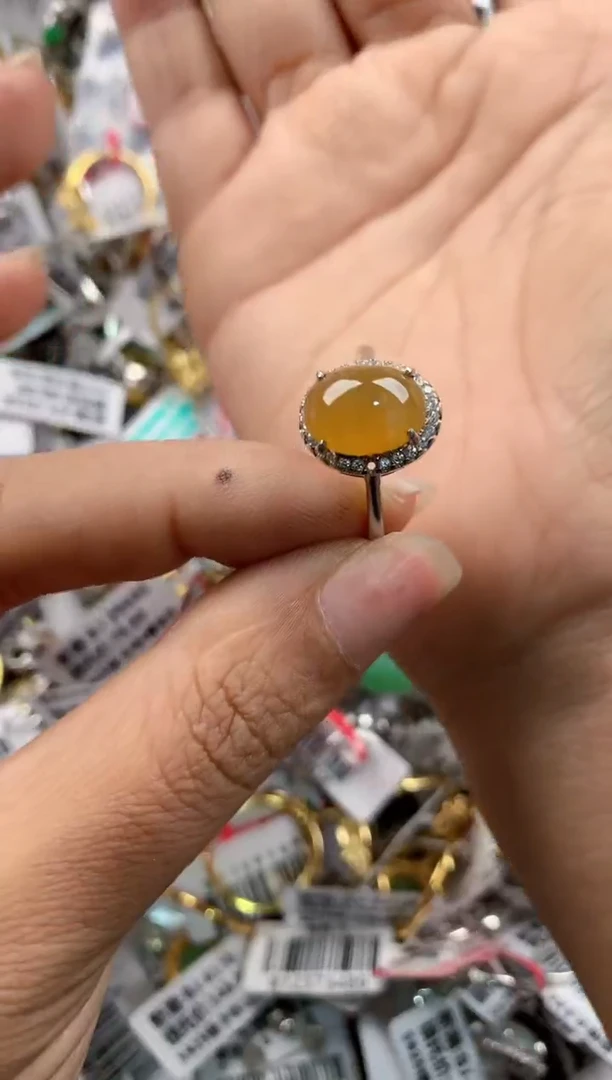 银S925镶嵌戒指翡翠666---1