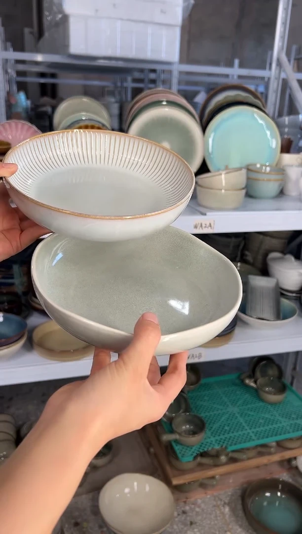 陶瓷外贸尾货瑕疵满20包邮X2深盘组合