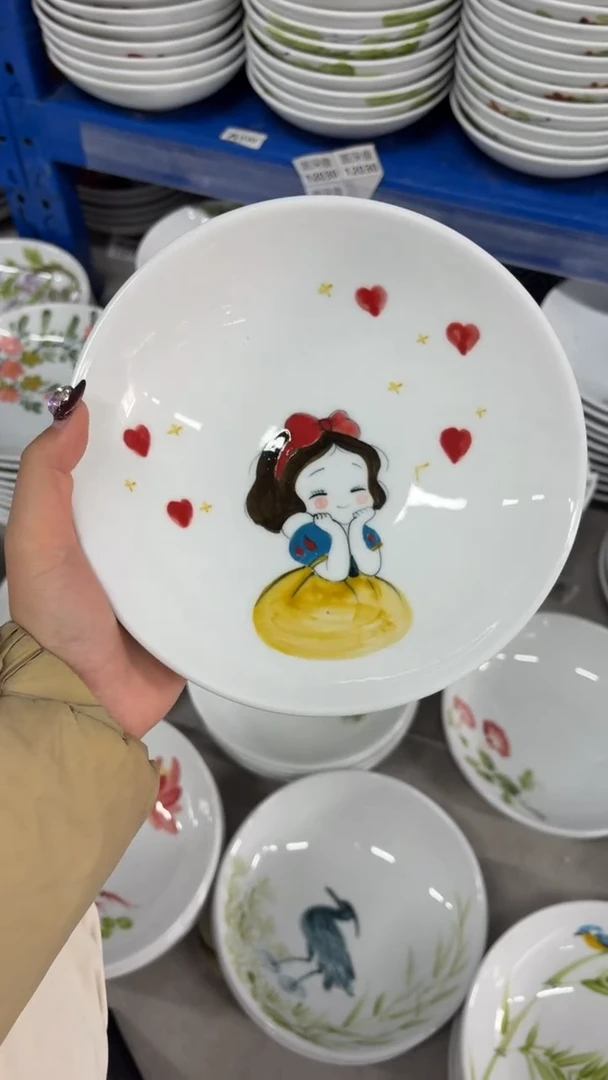 瓷片景德镇高温陶瓷食品级手绘釉中彩-圆深盘