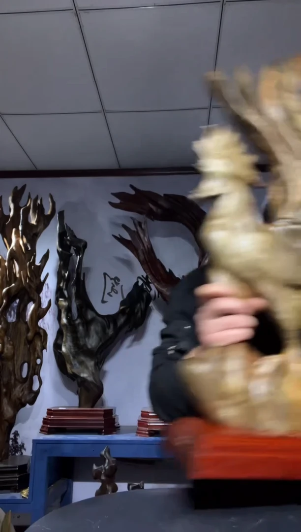 金丝楠木雕款话***秋金丝楠木工艺品摆件