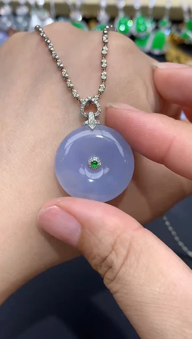 翡翠18K金镶嵌吊坠(不含链)438-春日珠宝