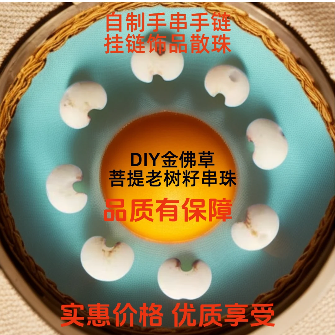 金佛草菩提籽老料散珠元宝形雕刻DIY手串珠籽抛皮打孔去心不掉色