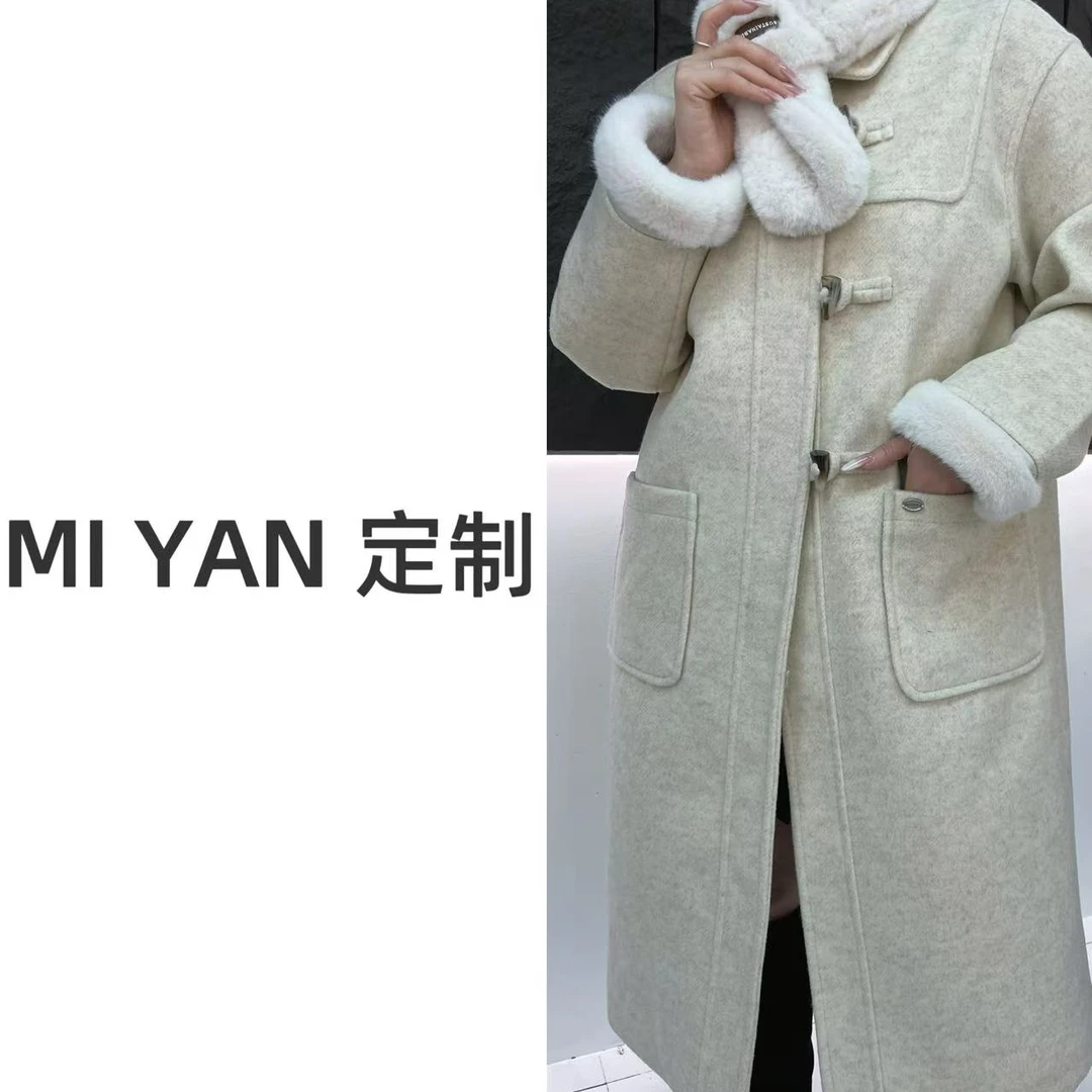 苏棠专属链接-新款洋气高级感毛呢外套复古牛角扣大衣减龄赫本风