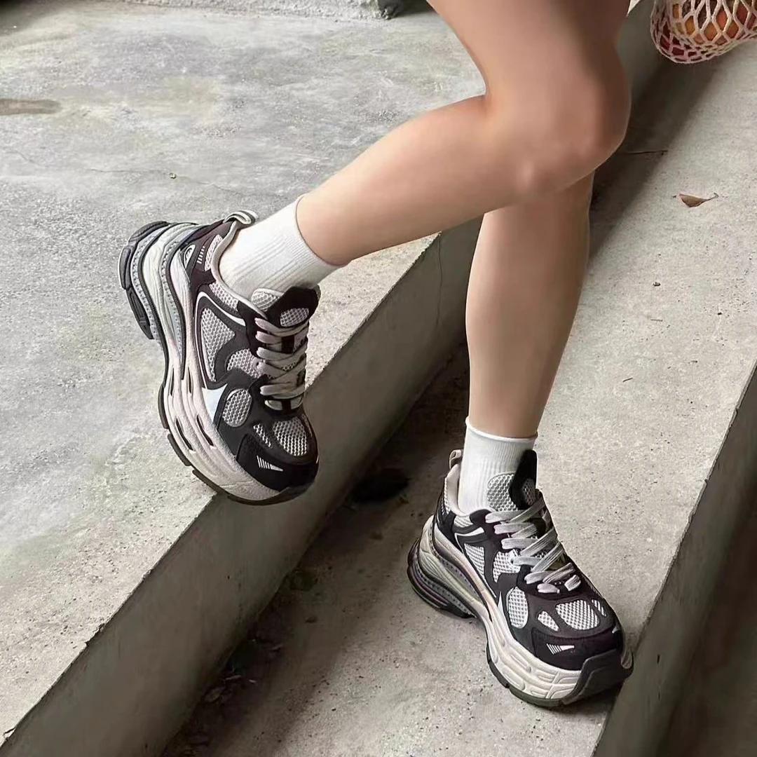 【洋弟】网面时尚拼色运动增高老爹鞋5962-19