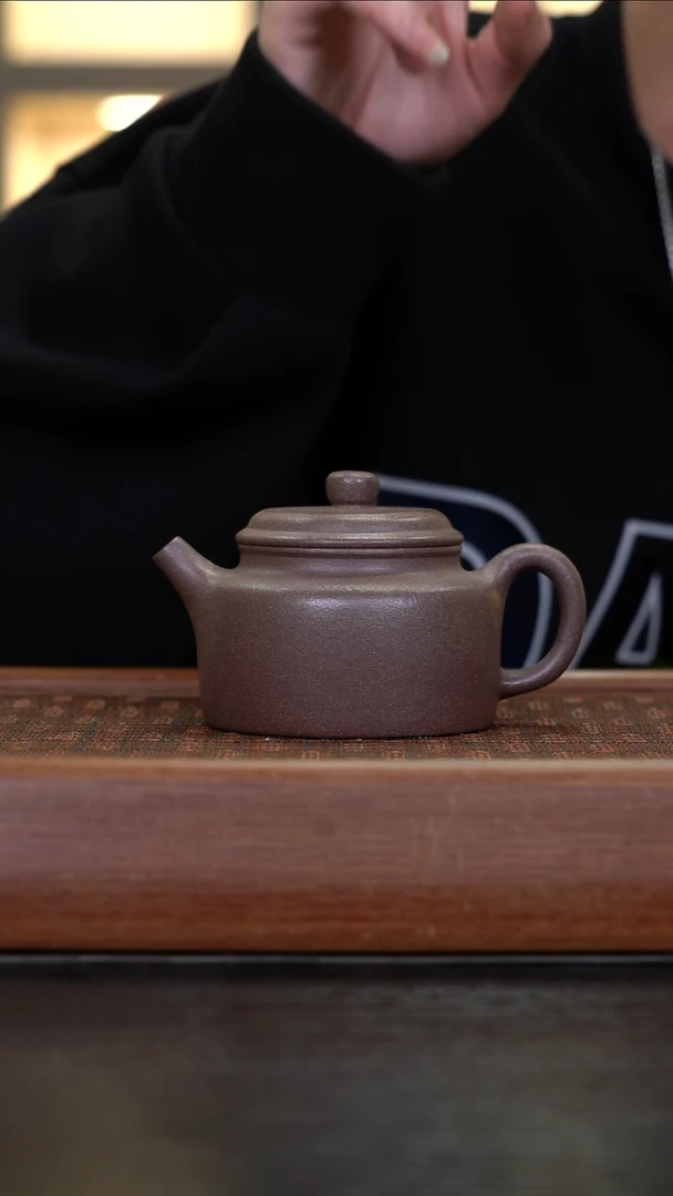 茶壶紫砂JF    德钟     全砂  桃花泥  220cc