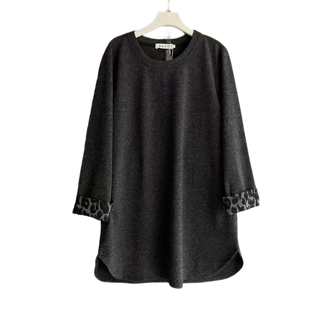 拼接冬季长袖圆领保暖大衫