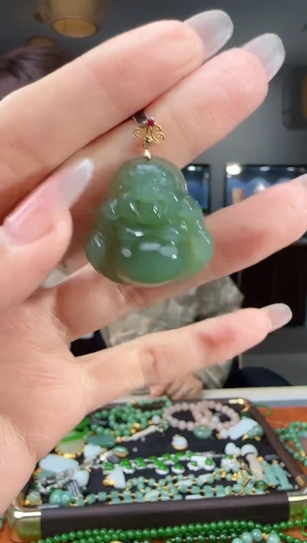 吊坠(不含链)18K金镶嵌和田玉1