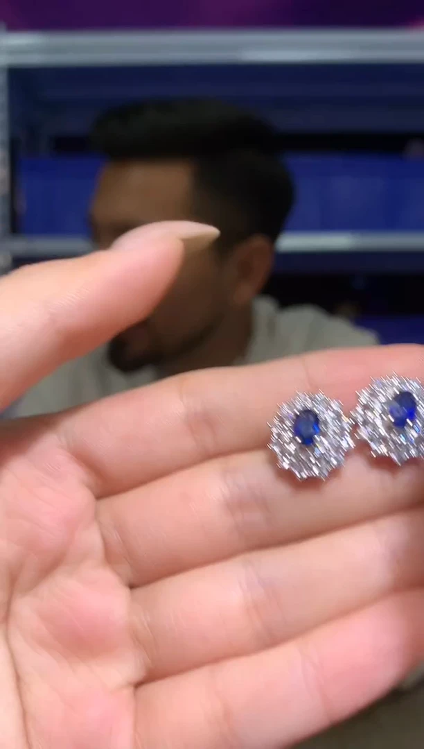 耳饰蓝宝石银S925镶嵌【宝石世家严选】