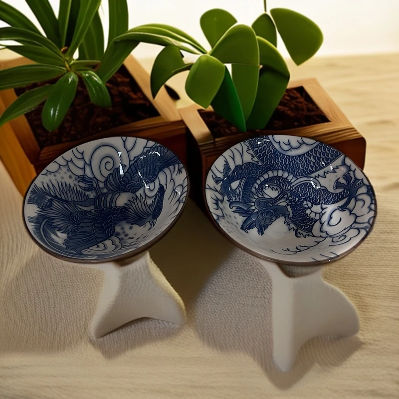 景德镇高温陶瓷 龙凤对杯