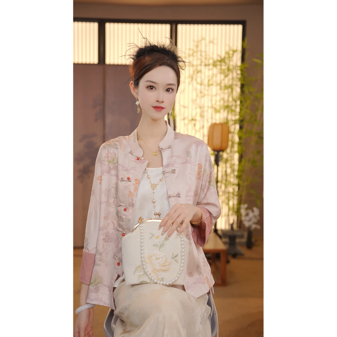 CJ【江山】 新中式2025新款千里江山提花双面穿外套FB025041423