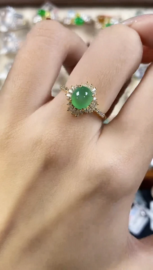 银S925镶嵌戒指翡翠天然A货翡翠61