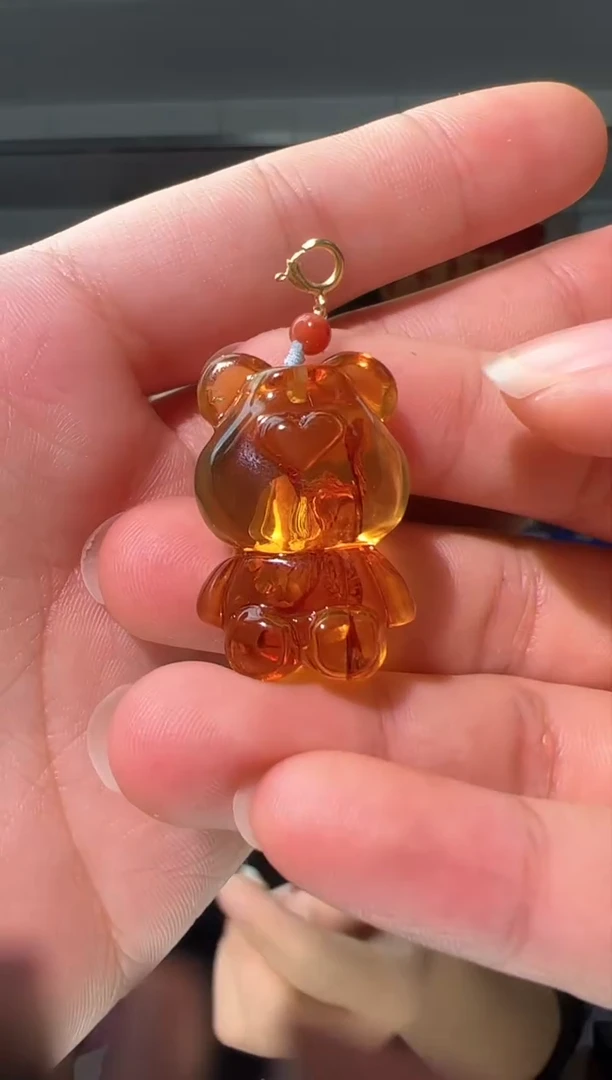 【闪购商品】琥珀吊坠(不含链)未镶嵌琥珀小熊吊坠+万能扣（2）
