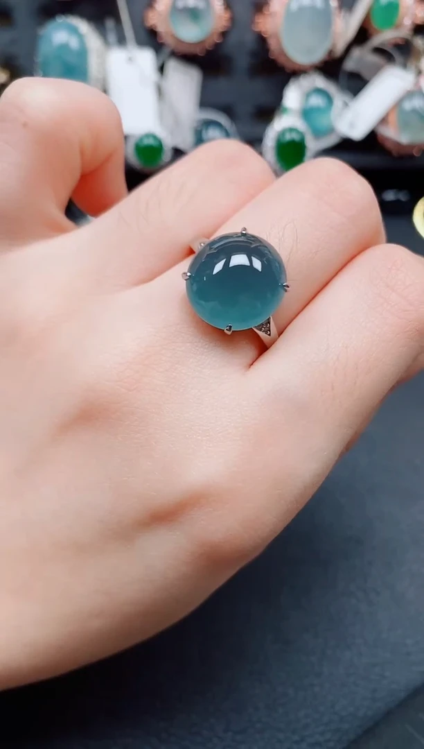 银S925镶嵌戒指翡翠翡翠