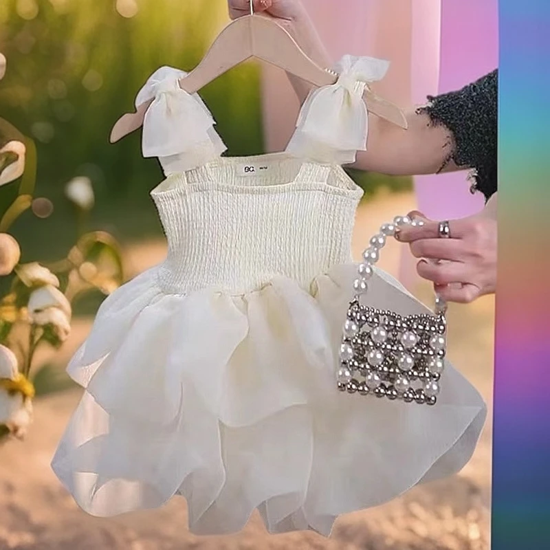 女童连衣裙夏季新款儿童吊带蓬蓬裙洋气宝宝礼服小女孩网纱公主裙