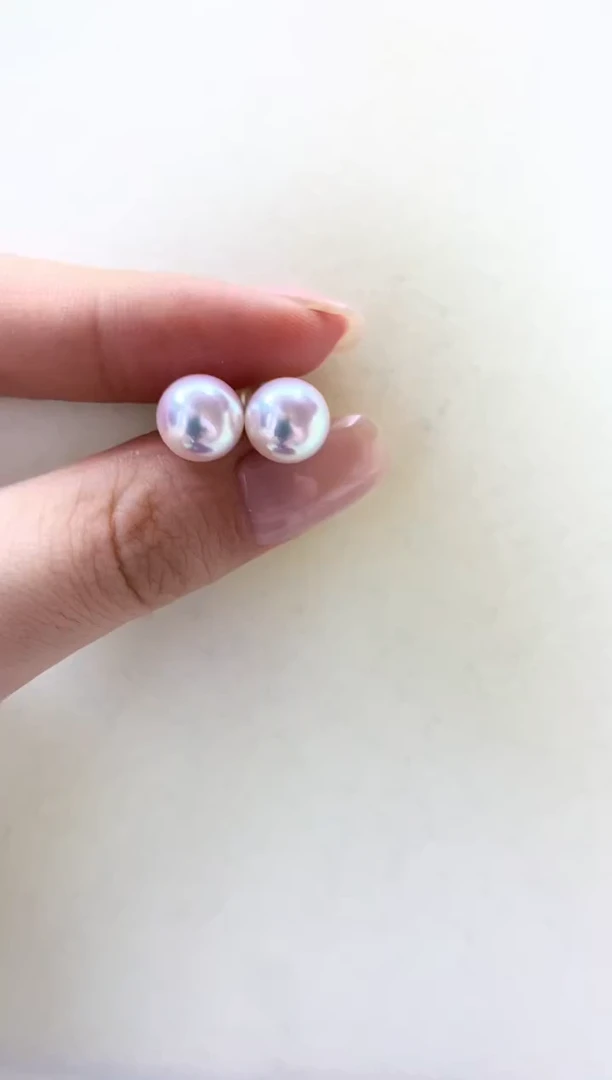 18K金镶嵌DA海水珍珠 akoya素钉9-9.5MM GD124