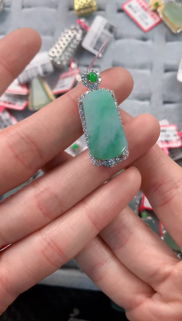 银S925镶嵌戒指翡翠555   10