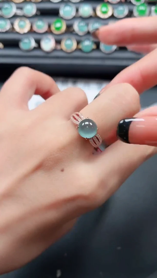 翡翠戒指银S925镶嵌1111111