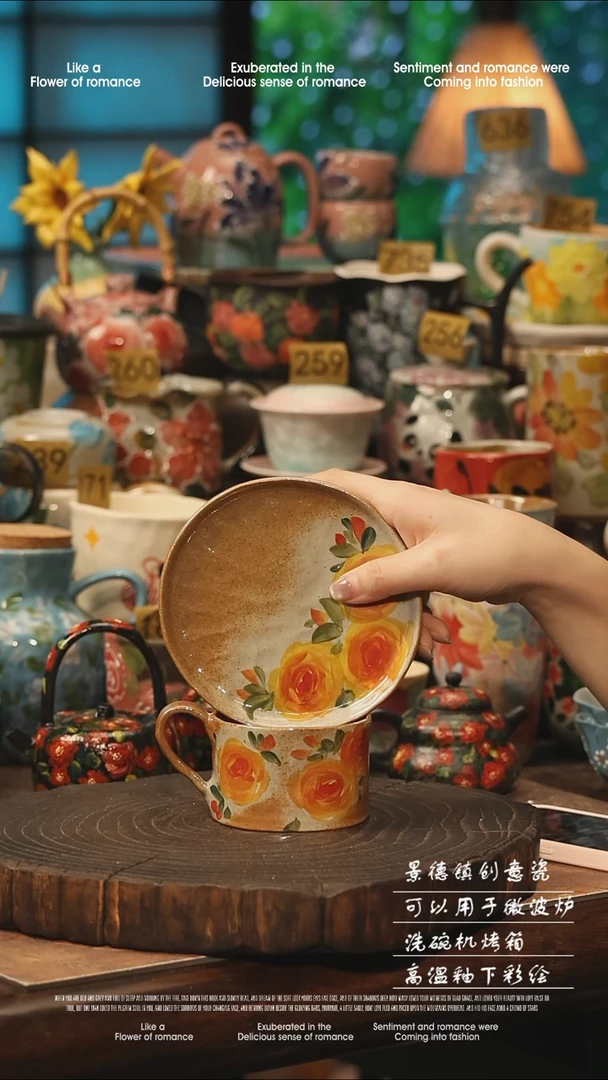 陶瓷景德镇高温釉下彩手工手绘款式