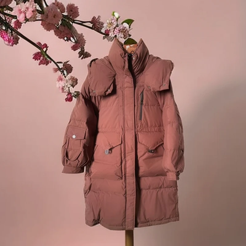 A6696中长款连帽设计感收腰大口袋时尚休闲百搭宽松防寒服