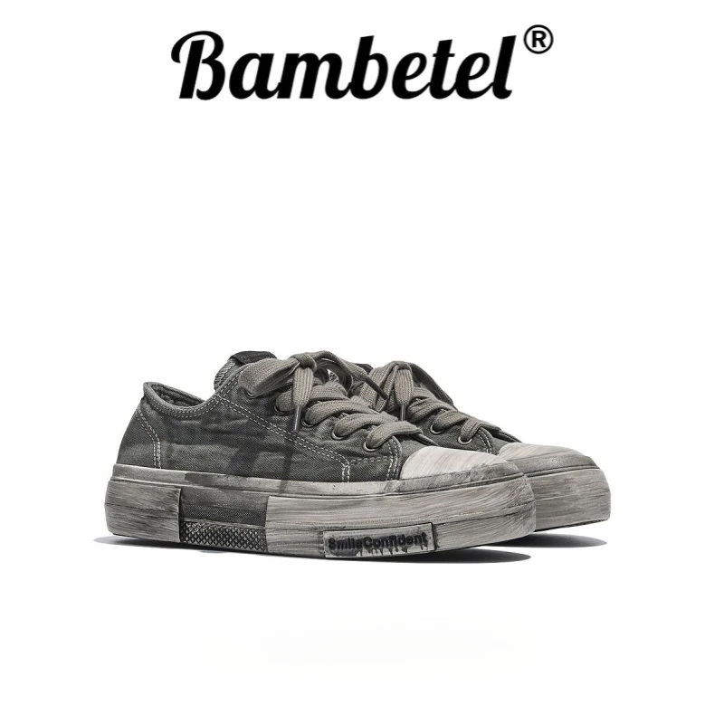 Bambetel帆布鞋厚底新款鞋子潮鞋复古休闲时尚百搭男款鞋子秋冬