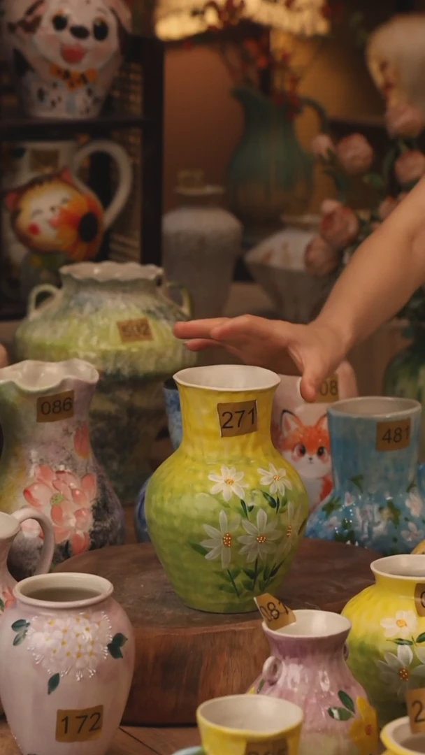 陶瓷271景德镇设计师手作花器摆件侘寂风