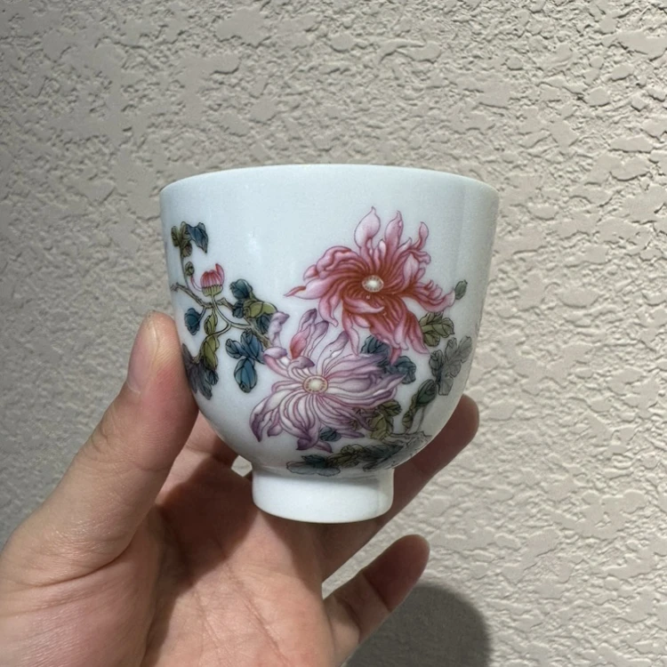 【珽珽溯源】溢珍堂 菊香瓷影直口杯 瓷器茶周边