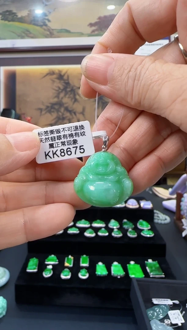 颈饰18K金镶嵌翡翠KK8675佛公