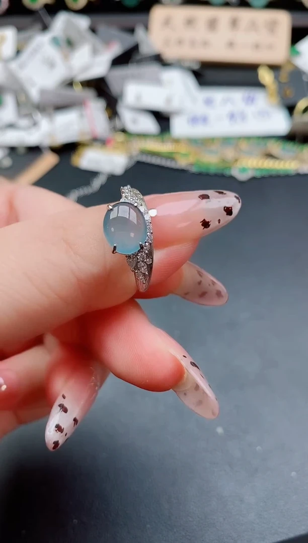 银S925镶嵌戒指翡翠1