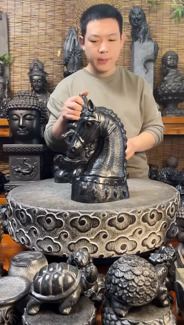 石材30马头天然青石雕刻