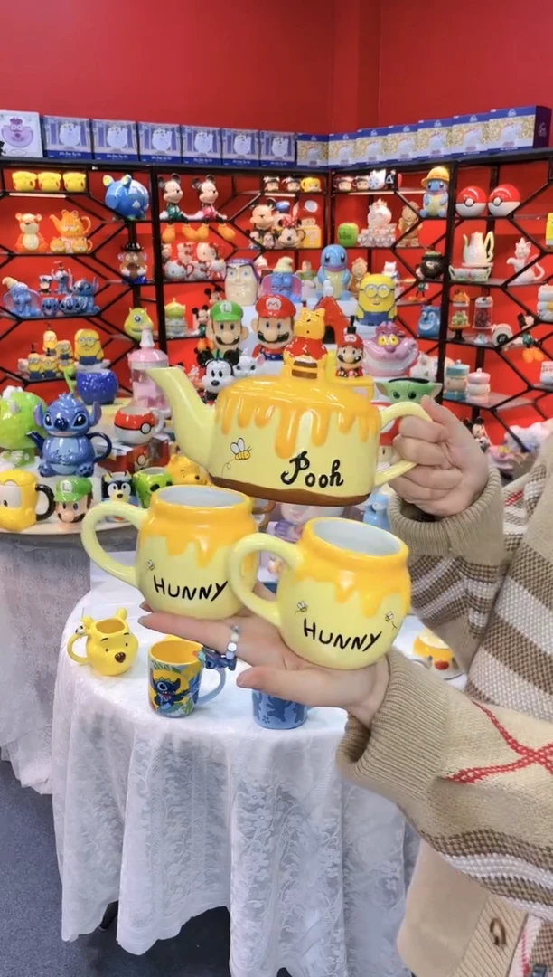 【闪购商品】.@@陶瓷维尼熊一壶二杯