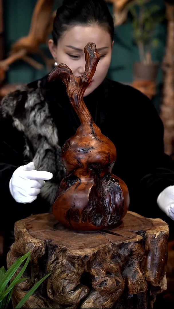 木雷击枣木葫芦摆件