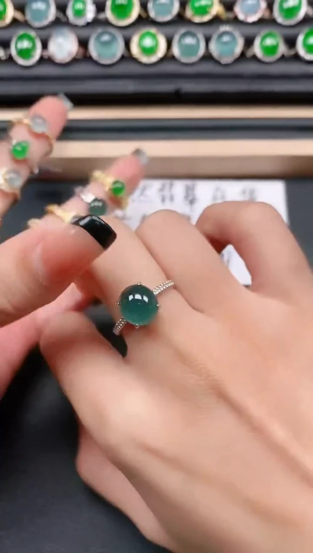 翡翠戒指银S925镶嵌1111
