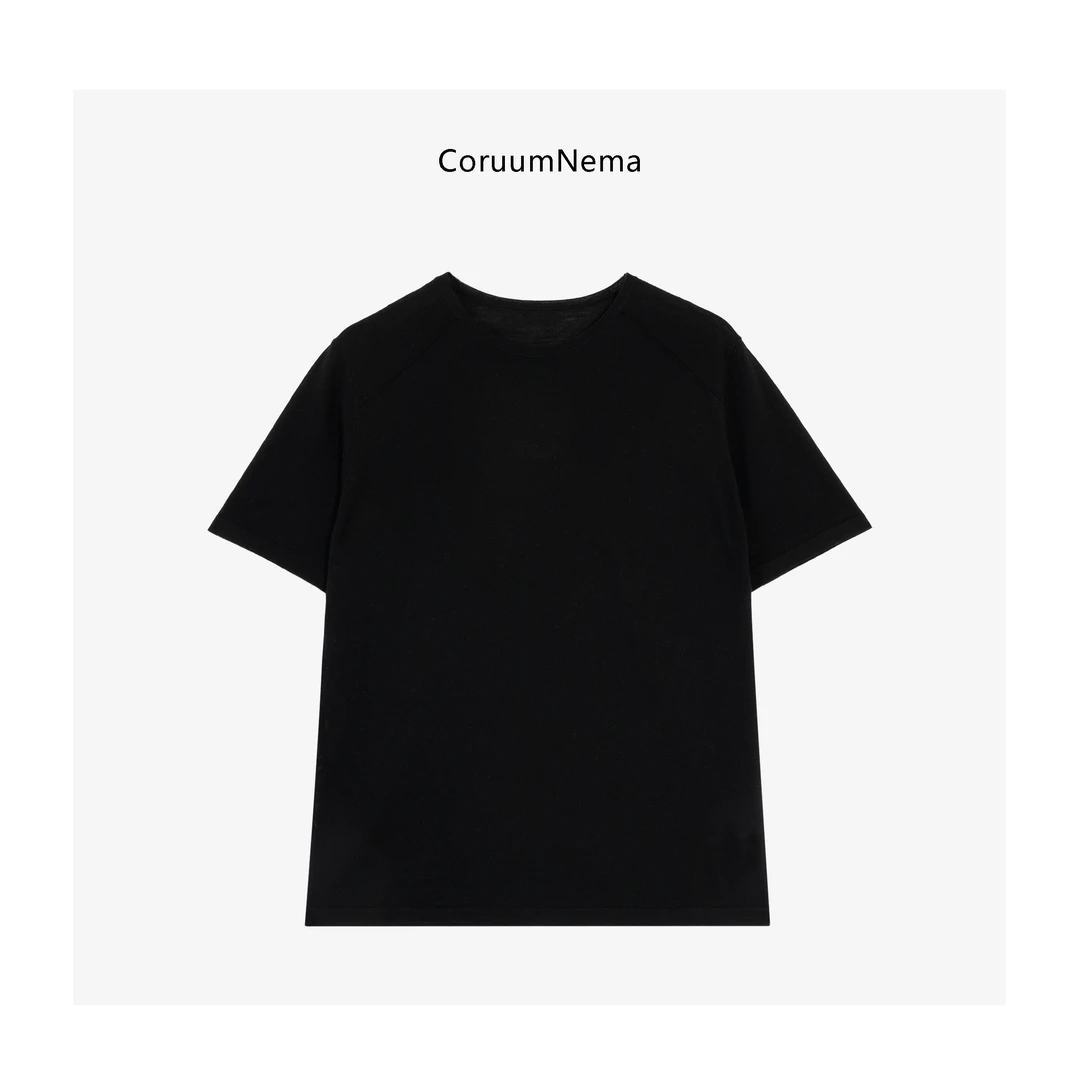 【CoruumNema】2025年新款黑色圆领针织T恤180357