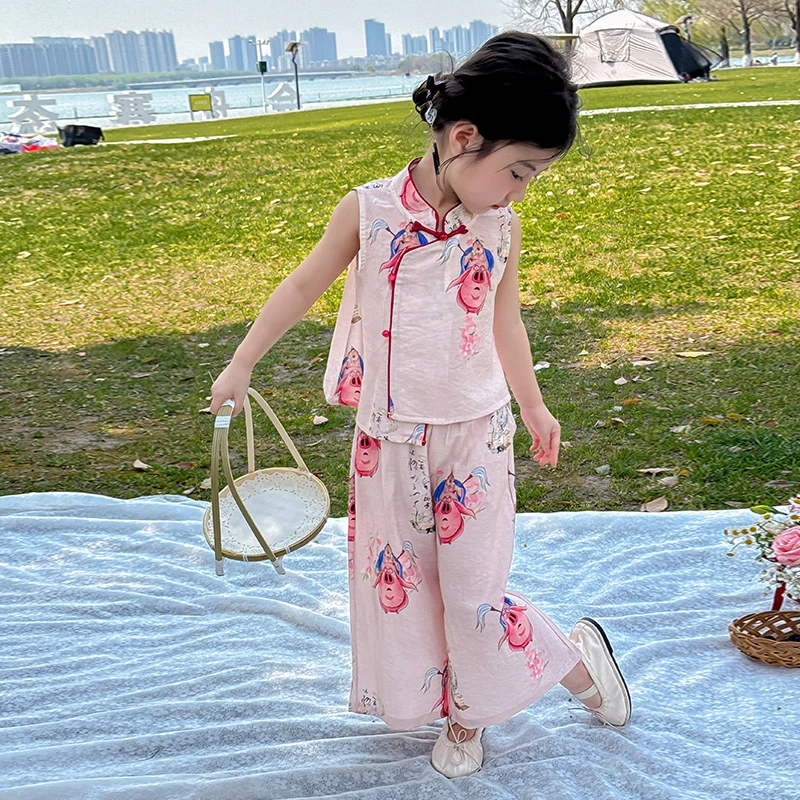 女童套装2025夏装新款宝宝国风两件套太乙真人夏季新中式儿童衣服