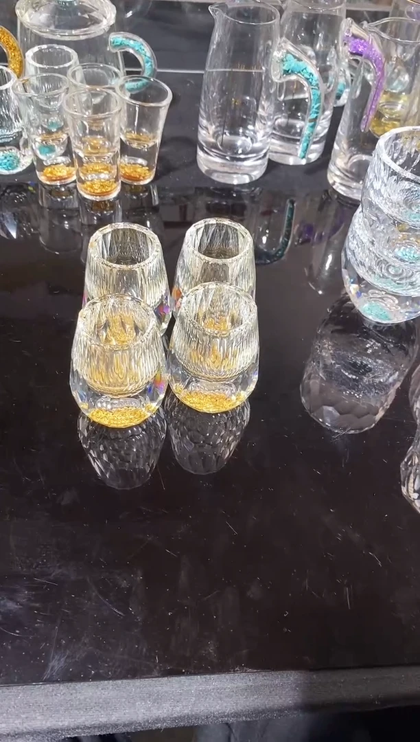 【闪购商品】玺宴新款水晶八个水滴杯金箔