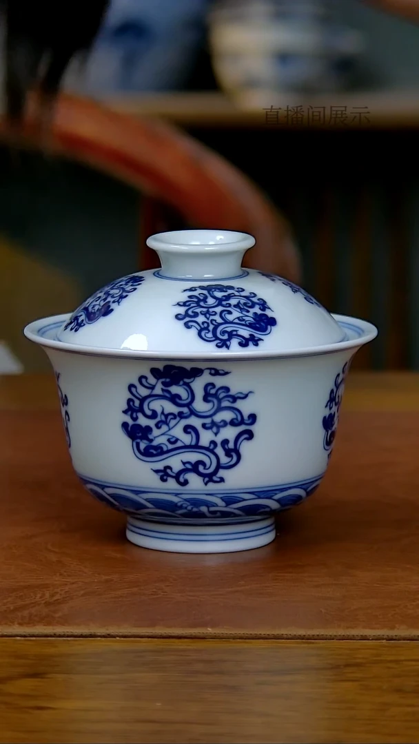 陶瓷夔龙两才盖碗（柴窑）