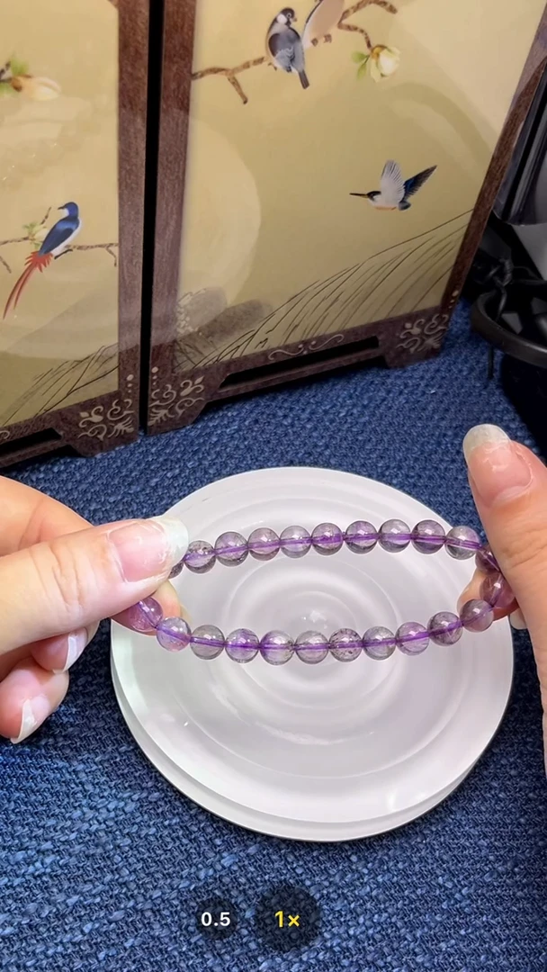 银S925镶嵌手链水晶紫发超七手串7mm