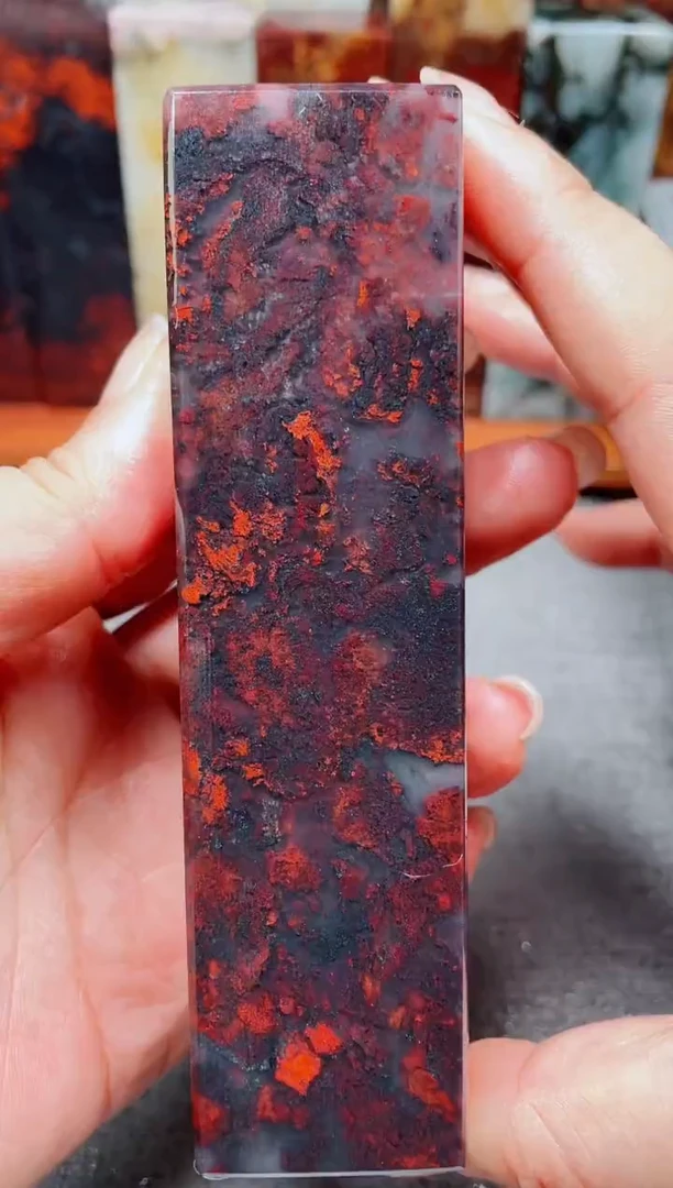 玉桂林鸡血玉素章19 3.5左右