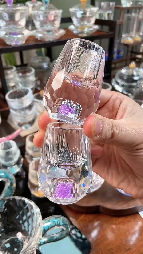 【闪购商品】玺宴新款水晶水滴杯紫罗兰2个装