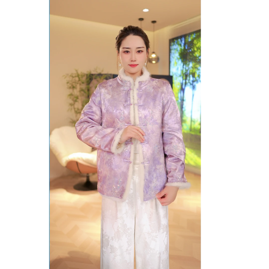 5031《南山月》常熟秋冬新款新中式双面穿绣花锁温保暖绣花外套