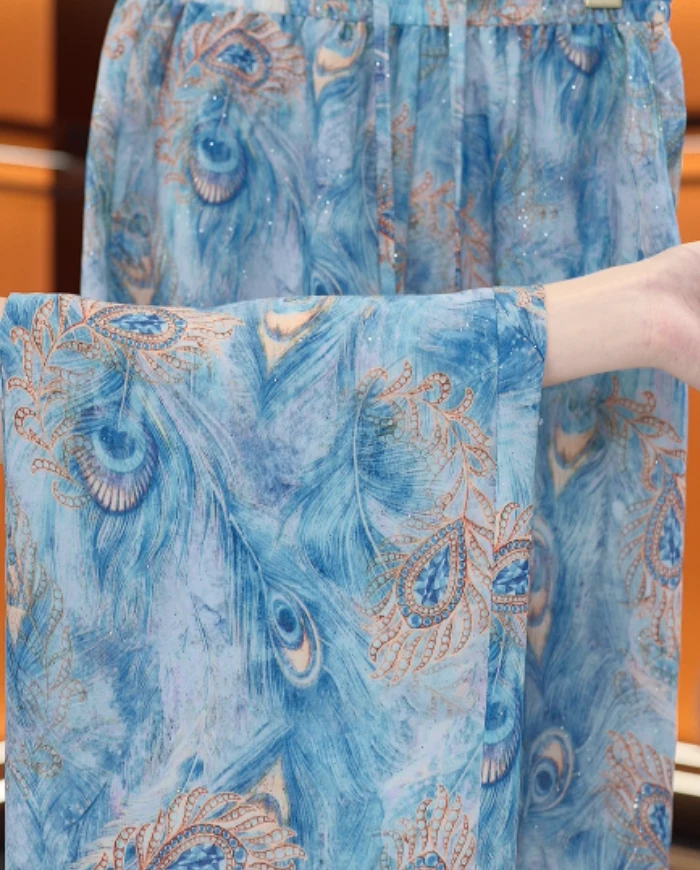 【3D烫花工艺】青壹号2025新款高腰垂直冰丝凉感透气阔腿裤C217陈陈