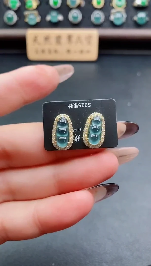银S925镶嵌戒指翡翠1