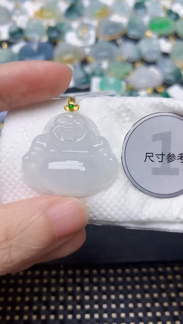 颈饰18K金镶嵌翡翠天然缅甸A货翡翠