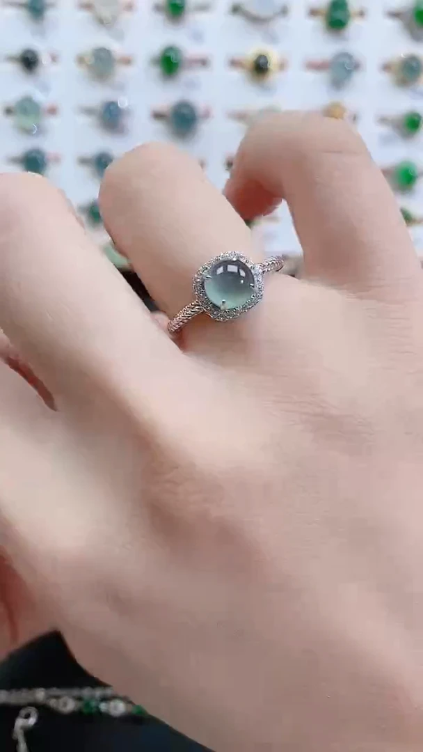 银S925镶嵌戒指翡翠天然翡翠