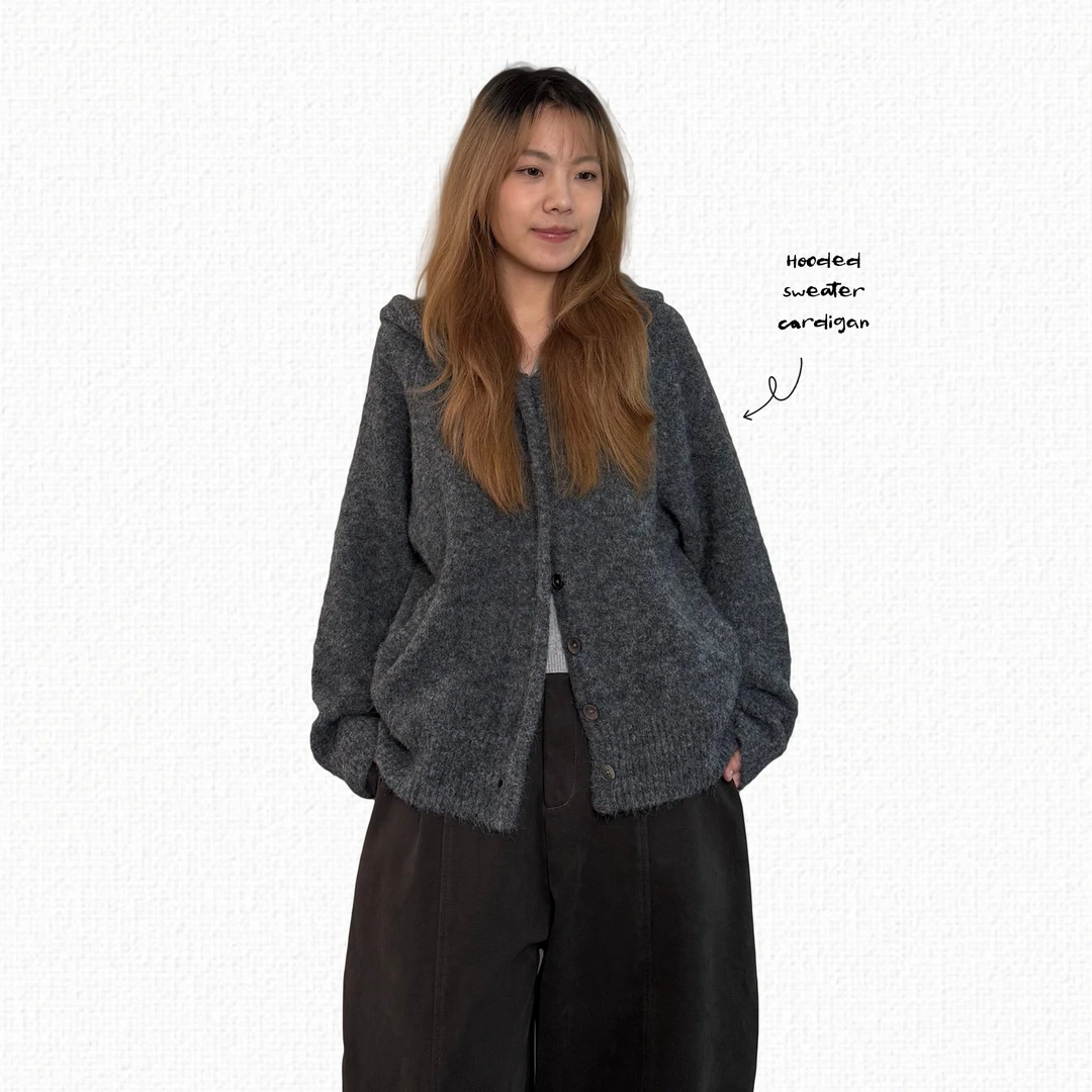 Forout浮饶|慵懒 超显瘦羊毛宽松连帽针织开衫